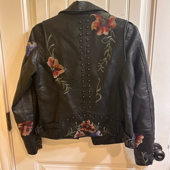 Colleen Lopez Vegan Leather Embroidered Jacket XS - Picture 2 of 4